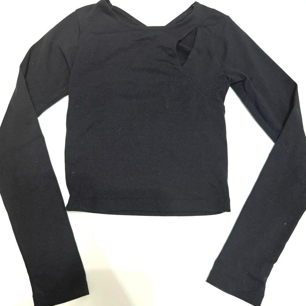 FIVE Dancewear Black Long Sleeve Youth Large YL Cropped Dance Top